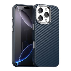 iPhone 16 Pro Max Carbon Fiber Series IMD Phone Case(Blue)