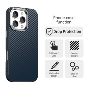 iPhone 16 Pro Max Carbon Fiber Series IMD Phone Case(Blue)