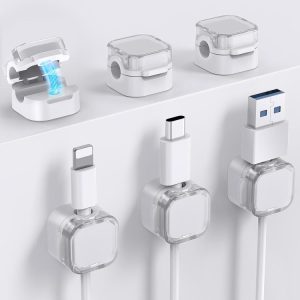 AhaStyle WG159 6pcs Magnetic Desktop Storage Cable Organizer Plastic Cable Clip(White)
