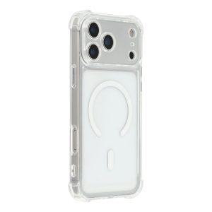 For iPhone 17 Pro Max Magnetic Case Electroplated Buttons PC TPU Shockproof Clear Cover - Transparent
