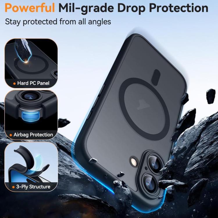 For iPhone 17 Pro XDcase Skin Feel Magnetic Frosted Phone Case with Lens Film(Black) - Image 3