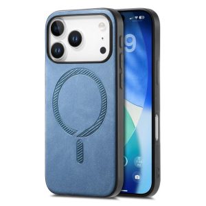 For iPhone 17 Pro Solid Color Retro Magsafe PU Back Cover Phone Case(Blue)