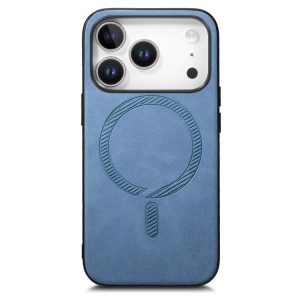 For iPhone 17 Pro Solid Color Retro Magsafe PU Back Cover Phone Case(Blue)