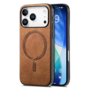 For iPhone 17 Pro Max Solid Color Retro Magsafe PU Back Cover Phone Case(Brown)