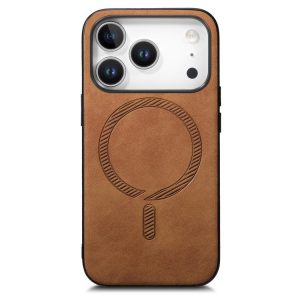 For iPhone 17 Pro Max Solid Color Retro Magsafe PU Back Cover Phone Case(Brown)