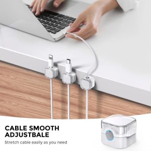 AhaStyle WG159 6pcs Magnetic Desktop Storage Cable Organizer Plastic Cable Clip(White)