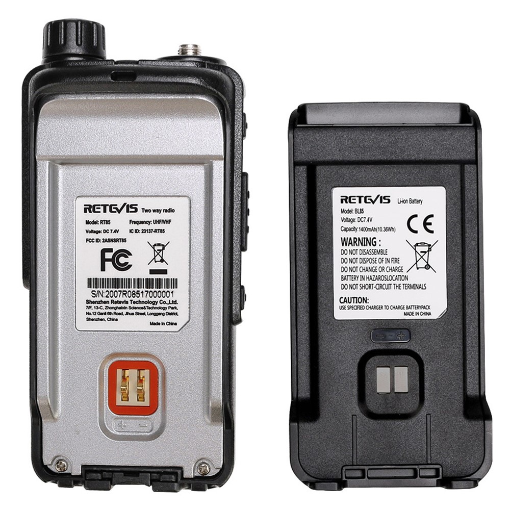 RETEVIS RT85 Analog Walkie-Talkie Portable Mini Wireless FM Radio Support UV Dual Frequency/5W 200 Channel - EU Plug - Image 3