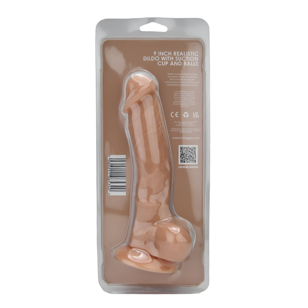Loving Joy 9 Inch Realistic Silicone Dildo with Suction Cup and Balls Vanilla - Image 6
