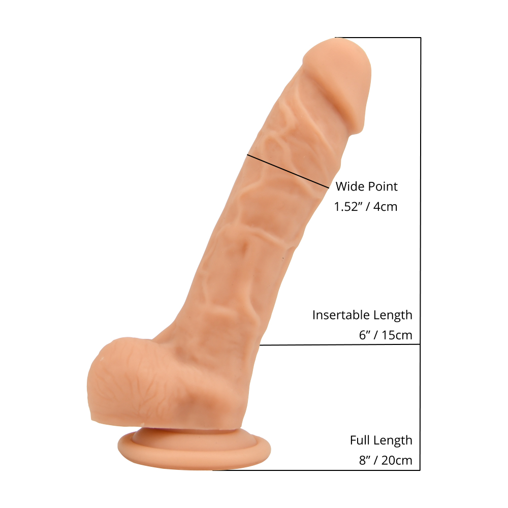 Loving Joy 8 Inch Realistic Silicone Dildo with Suction Cup and Balls Vanilla - Image 3
