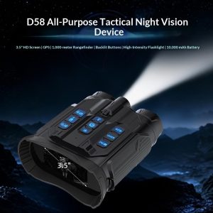 D58 Tactical Night Vision Binoculars 3.5 Inch HD Screen GPS Infrared Rangefinder for Outdoor Recording – Black