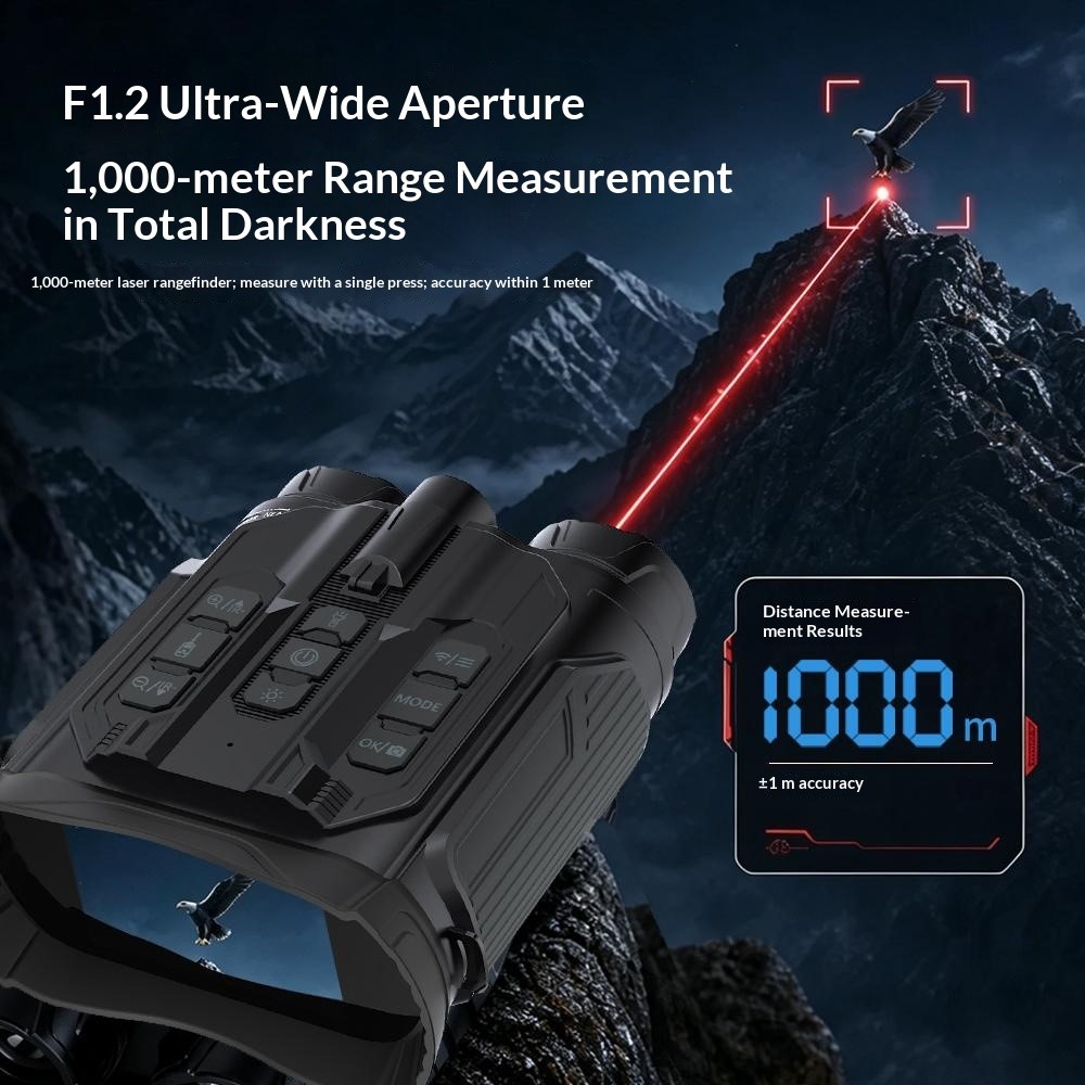 D58 Tactical Night Vision Binoculars 3.5 Inch HD Screen GPS Infrared Rangefinder for Outdoor Recording - Black - Image 3