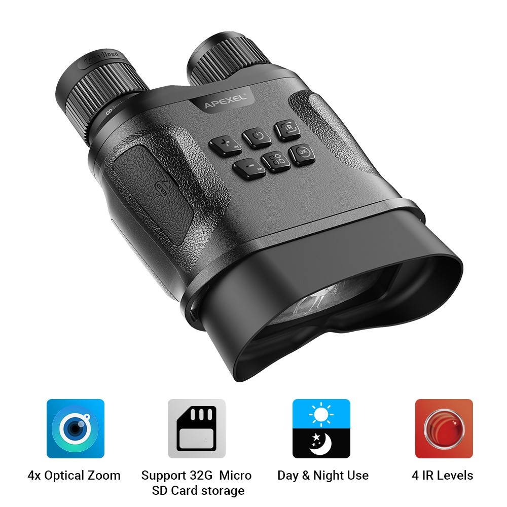 APEXEL APL-NV008 12X Digital Zoom IR Night Vision Binoculars Multi-Layer Coated Night Vision Device with 5 IR Level Adjustable - Image 2