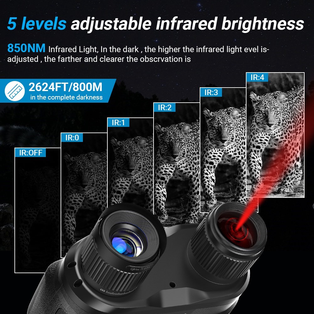 APEXEL APL-NV008 12X Digital Zoom IR Night Vision Binoculars Multi-Layer Coated Night Vision Device with 5 IR Level Adjustable - Image 4