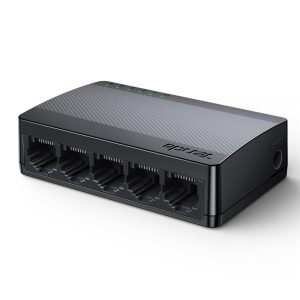 TENDA SG105 5-Port Gigabit Ethernet Switch 1 to 5 Ethernet Splitter Desktop / Wall-Mounting 5 Way Network Hub, Overseas Version – Black