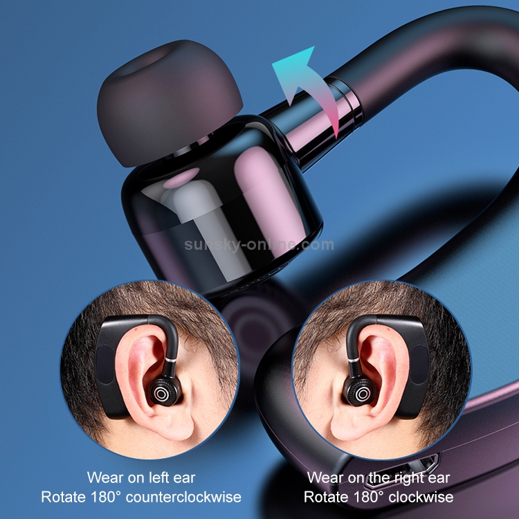 V12 Bluetooth 5.2 Business Hanging Ear Style Smart LED Digital Display Wireless Bluetooth Earphone with Charging Box (Black) - Image 6