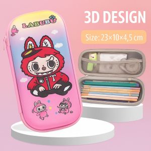 Labubu School Bag Blue with pink 40cm with Free Pocket,Pendant & Timetable