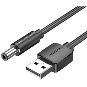 Vention Power Cable USB 2.0 to DC 5.5mm Barrel Jack 5V CEYBF 1m (black)