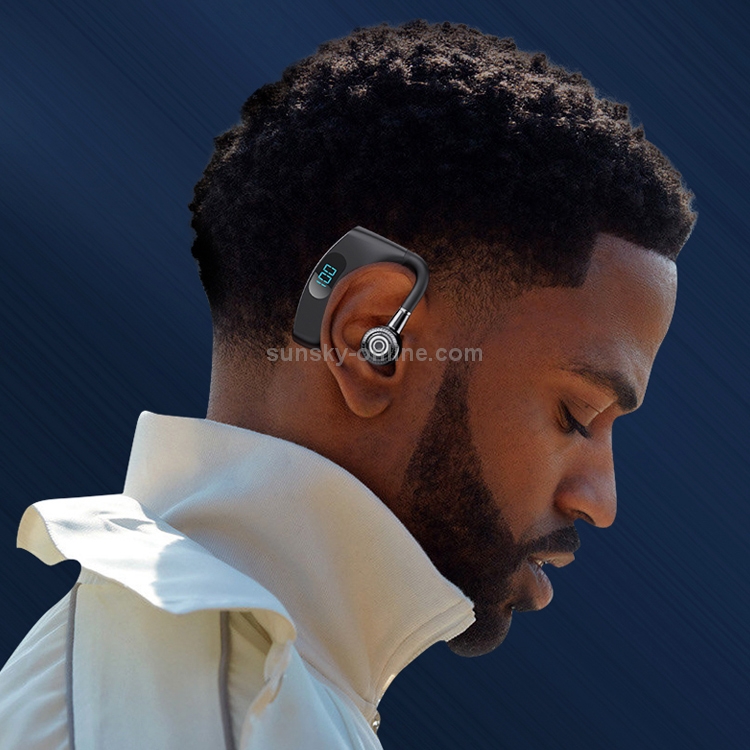 V12 Bluetooth 5.2 Business Hanging Ear Style Smart LED Digital Display Wireless Bluetooth Earphone with Charging Box (Black) - Image 7