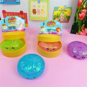 Box Glitter Colorful Style Squishy Bun Shape Stress Ball with Steamer Box Stress Relief Toys Squeeze Toys for Kids Adult