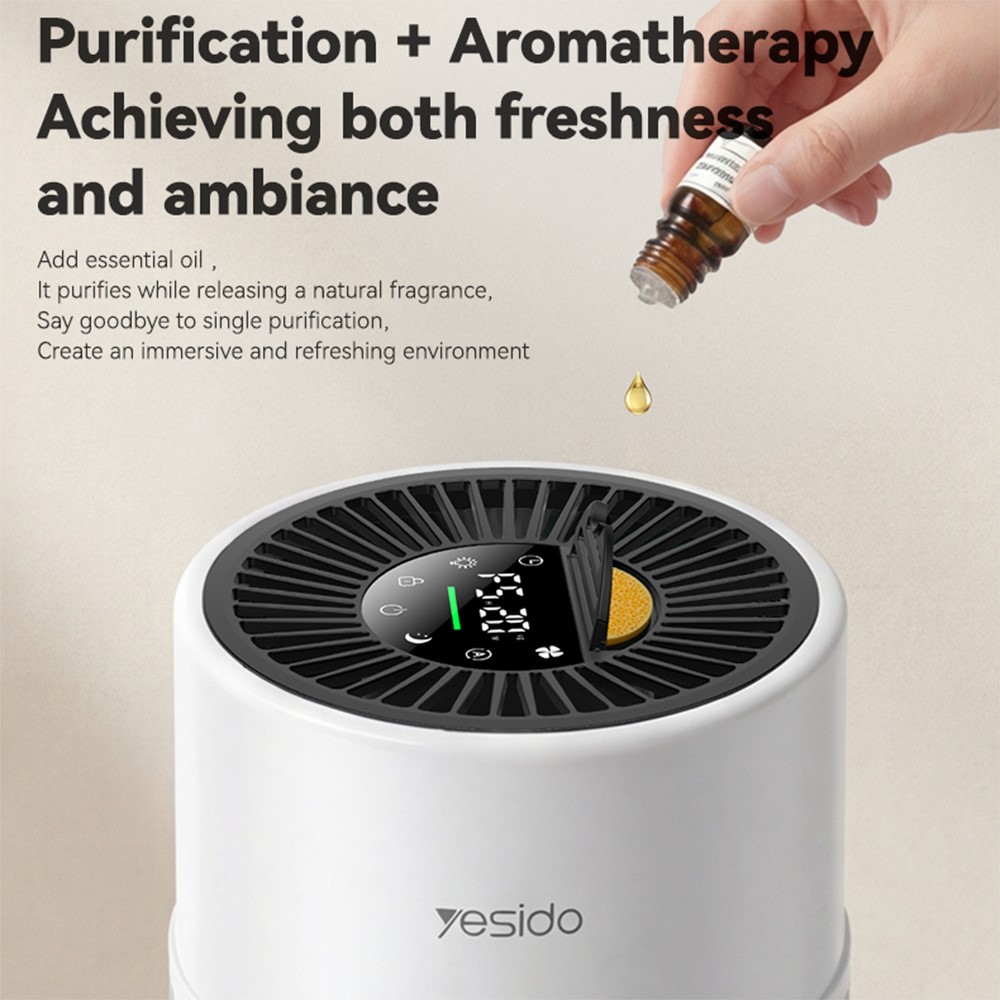 YESIDO EC39 4 in 1 Filter Air Purifier PM2.5 Detection Multi-Mode Desktop Purifier for Home Office - UK Plug - Image 2