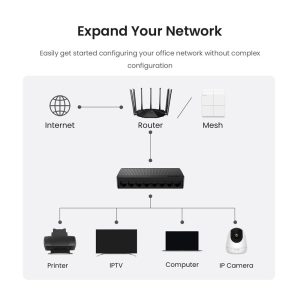 TENDA SG108 8-Port Gigabit Ethernet Switch Plug and Play Desktop / Wall Mount Network Splitter, Overseas Version – Black