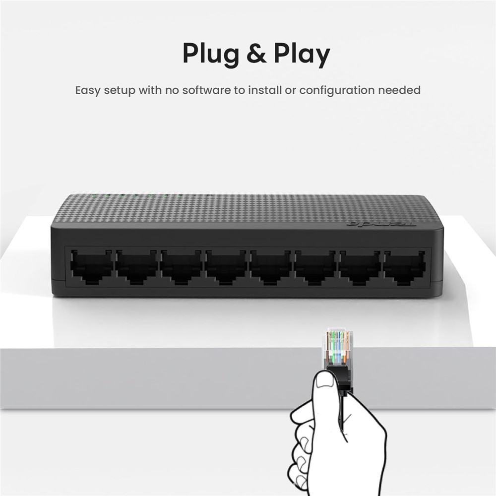 TENDA SG108 8-Port Gigabit Ethernet Switch Plug and Play Desktop / Wall Mount Network Splitter, Overseas Version - Black - Image 4