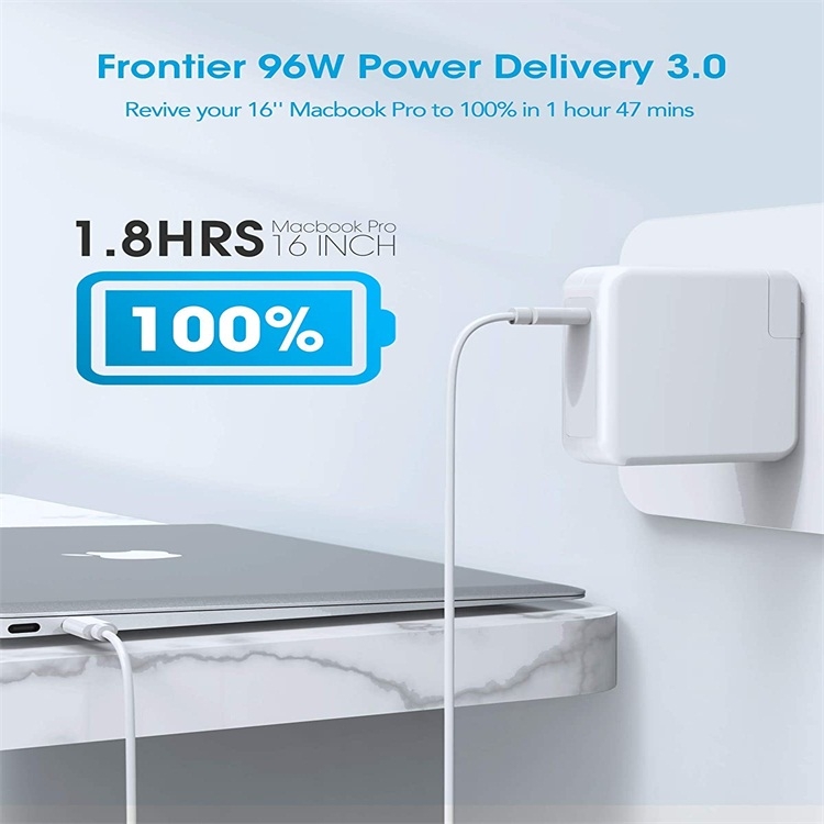96W USB-C Fast Charging Wall Charger Power Adapter with 2m USB-C Charging Cable - UK Plug - Image 3