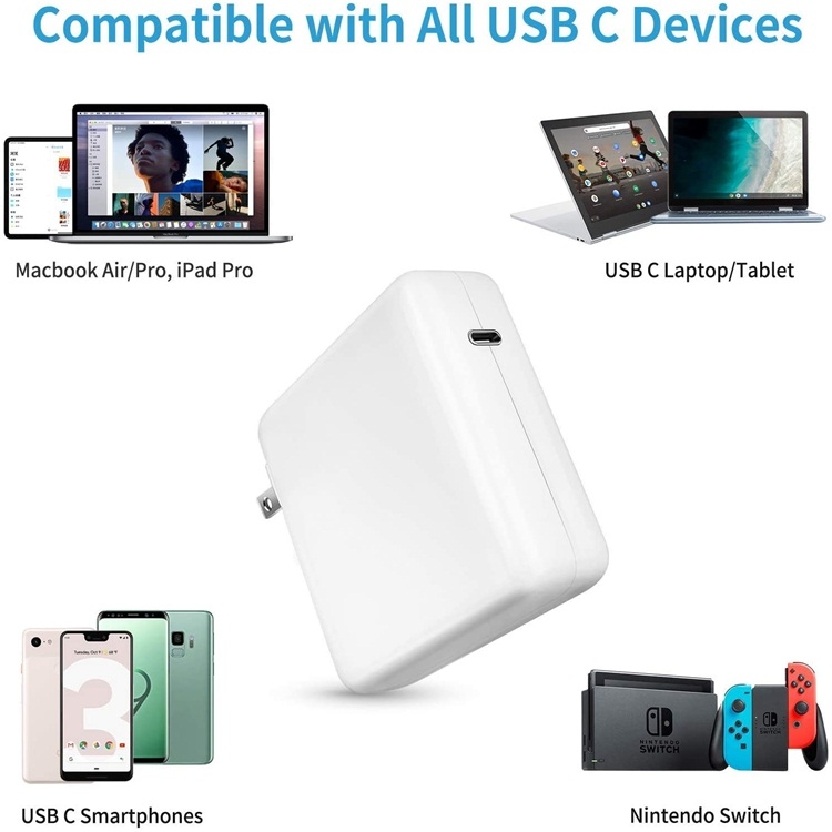 96W USB-C Fast Charging Wall Charger Power Adapter with 2m USB-C Charging Cable - UK Plug - Image 5