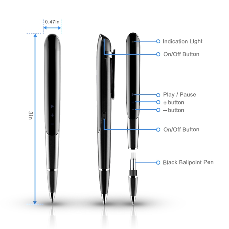 Q9 AI Intelligent High-definition Noise Reduction Conference Recording Pen Voice Control Recorder, Capacity:16GB(Black) - Image 2