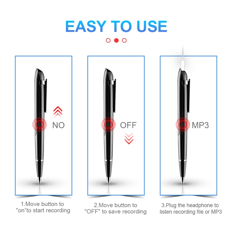 Q9 AI Intelligent High-definition Noise Reduction Conference Recording Pen Voice Control Recorder, Capacity:16GB(Black) - Image 6