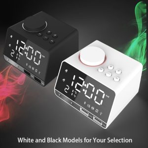 K11 LED Bluetooth 4.2 Speaker Alarm Clock Music Display Radio, Plug Type:EU Plug(White)
