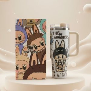 Stanley Quencher H2.0 Tumbler Labubu Edition 40oz | 1.18L(Black & White Checkered Outfit)