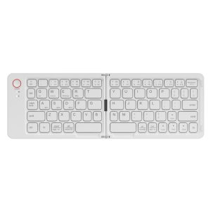 B023 Two Folding Portable Mini Wireless Bluetooth Keyboard Cell Phone Laptop Notebook Office Keyboard(White)