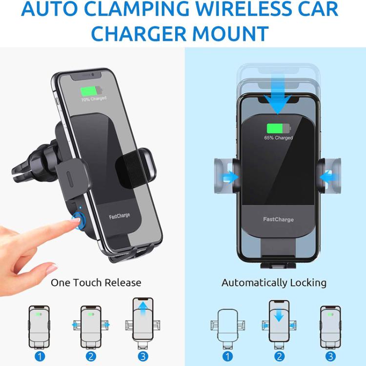 15W Car-mounted Smart Induction Wireless Charging Mobile Phone Holder(Suction Cup Holder + Air Outlet Clip) - Image 3