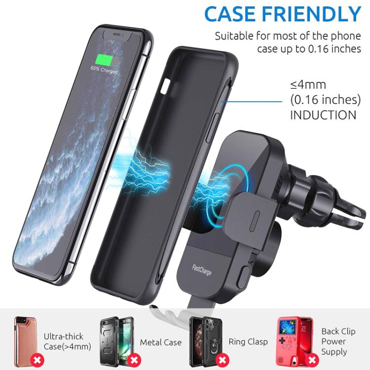 15W Car-mounted Smart Induction Wireless Charging Mobile Phone Holder(Suction Cup Holder + Air Outlet Clip) - Image 4