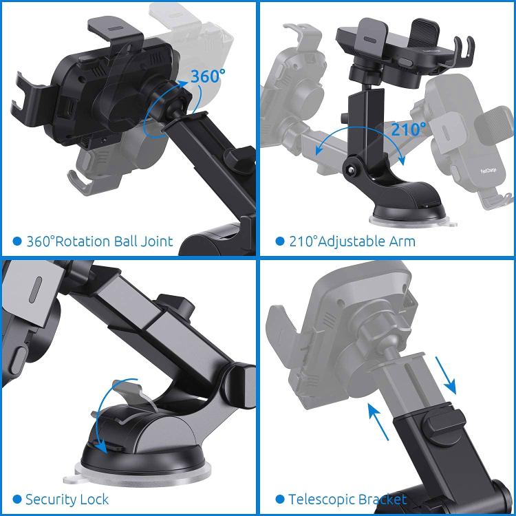 15W Car-mounted Smart Induction Wireless Charging Mobile Phone Holder(Suction Cup Holder + Air Outlet Clip) - Image 7
