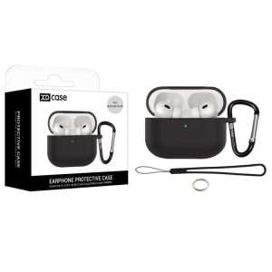 For AirPods Pro 3 XDcase 2.5mm Thick Silicone Earbud Protective Case with Hook(Black)