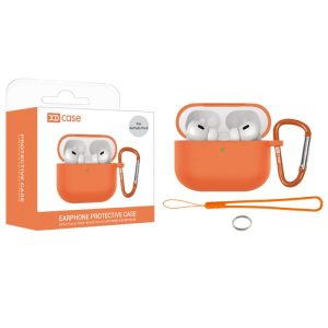 For AirPods Pro 3 XDcase 2.5mm Thick Silicone Earbud Protective Case with Hook(Orange)