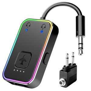 BF01 Audio Transmitter for TV, Computer, Airplane, 3.5mm Wireless Audio Bluetooth-Compatible Adapter – Black