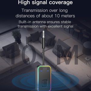 BF01 Audio Transmitter for TV, Computer, Airplane, 3.5mm Wireless Audio Bluetooth-Compatible Adapter – Black