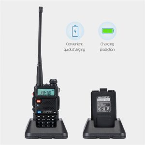 BAOFENG UV-5R Walkie Talkie FM Transceiver Two Way Radio Dual Display Rechargeable Radio – Black/EU Plug