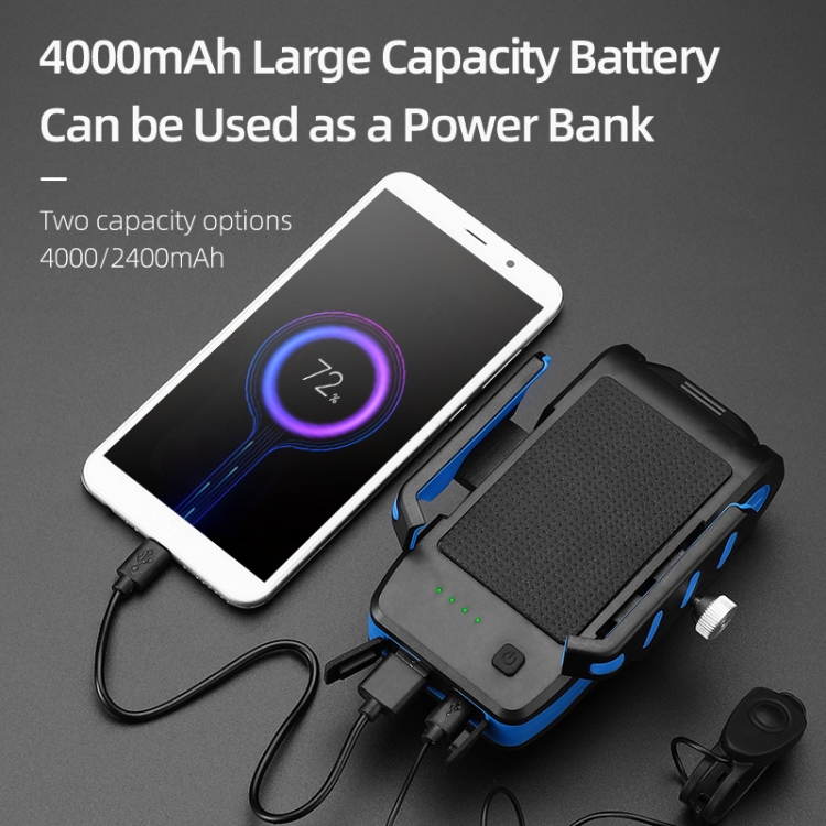 BG-2021 Bicycle Front Light 4 In 1 Mobile Phone Holder Horn Light Mountain Bike Front Light, Colour: 4000 MAH Black - Image 5