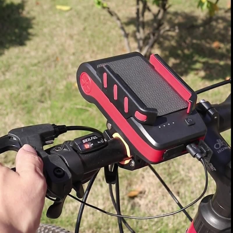 BG-2021 Bicycle Front Light 4 In 1 Mobile Phone Holder Horn Light Mountain Bike Front Light, Colour: 4000 MAH Black - Image 6