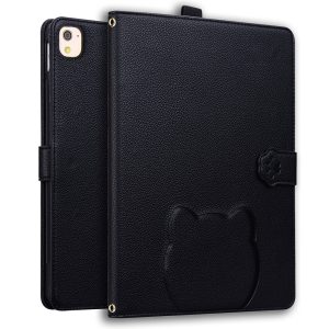 Wallet Case for iPad Air 10.5 inch (2019) / iPad 10.2 (2021) / (2020) / (2019) 3D Effect Cat Pattern Leather Stand Tablet Cover – Black