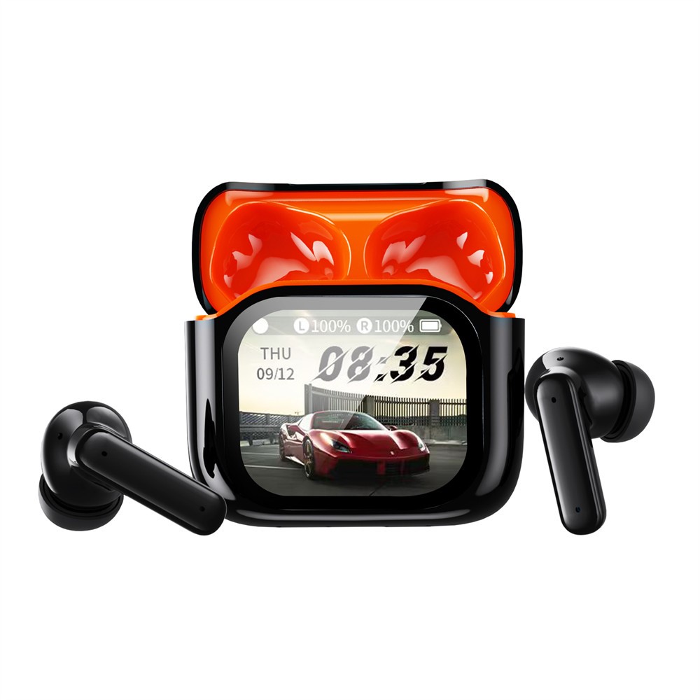 Bluetooth-compatible 5.4 Earbuds Screen Touch Control AI Translation 130 Languages In-Ear Headset for Travel Business - Black / Orange - Image 2