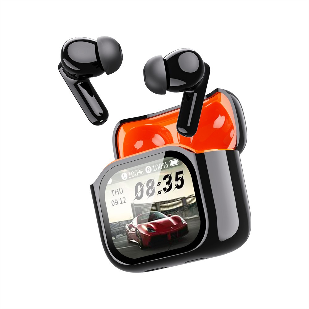 Bluetooth-compatible 5.4 Earbuds Screen Touch Control AI Translation 130 Languages In-Ear Headset for Travel Business - Black / Orange - Image 4
