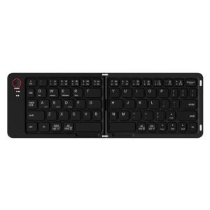 B023 Two Folding Portable Mini Wireless Bluetooth Keyboard Cell Phone Laptop Notebook Office Keyboard(Black)