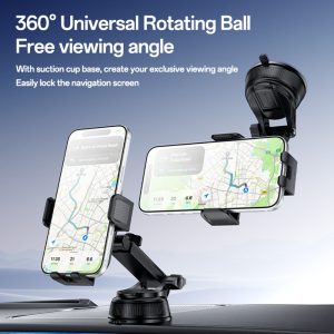YESIDO C278 Suction Cup Car Phone Holder 360 Degree Rotating Ball One Hand Operation Telescopic Arm Mount for Dashboard