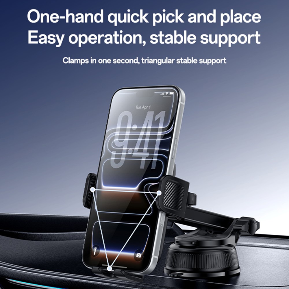 YESIDO C278 Suction Cup Car Phone Holder 360 Degree Rotating Ball One Hand Operation Telescopic Arm Mount for Dashboard - Image 3