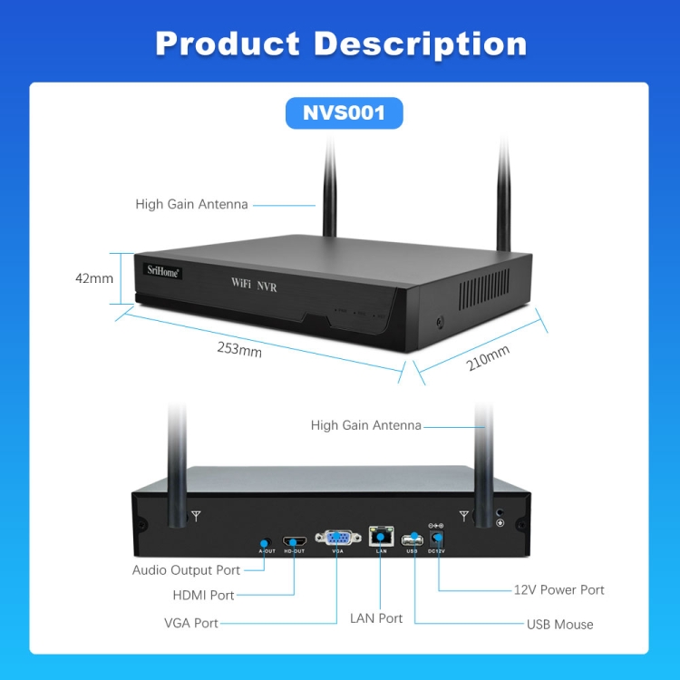 SriHome Outdoor 5MP Wireless 8-Channel WiFi Smart Surveillance Camera NVR - Image 7